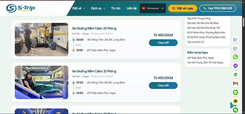 lịch xe Hà Nội Sapa